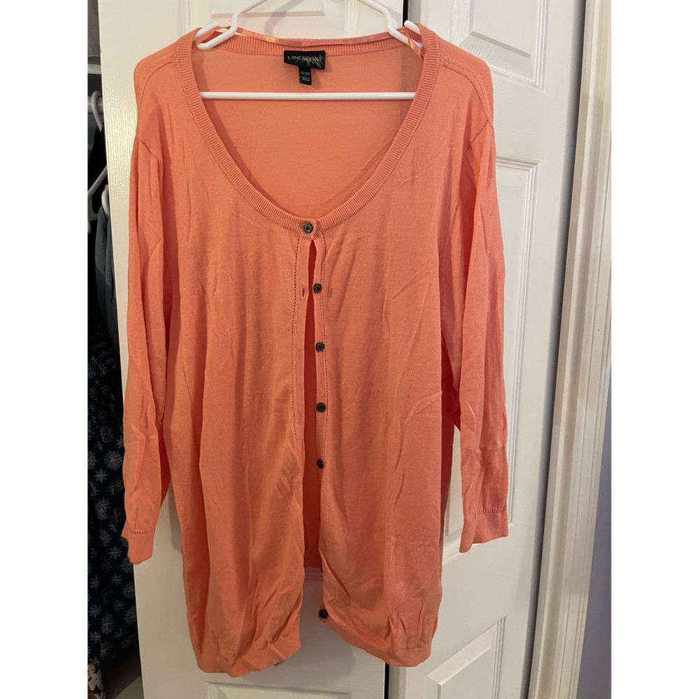 Lane Bryant 22/24 Peach Orange Cardigan Cotton